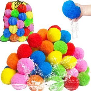 60PCS Reusable Water Balls, Water Soaker Ball,  Beach Balls for Kids a